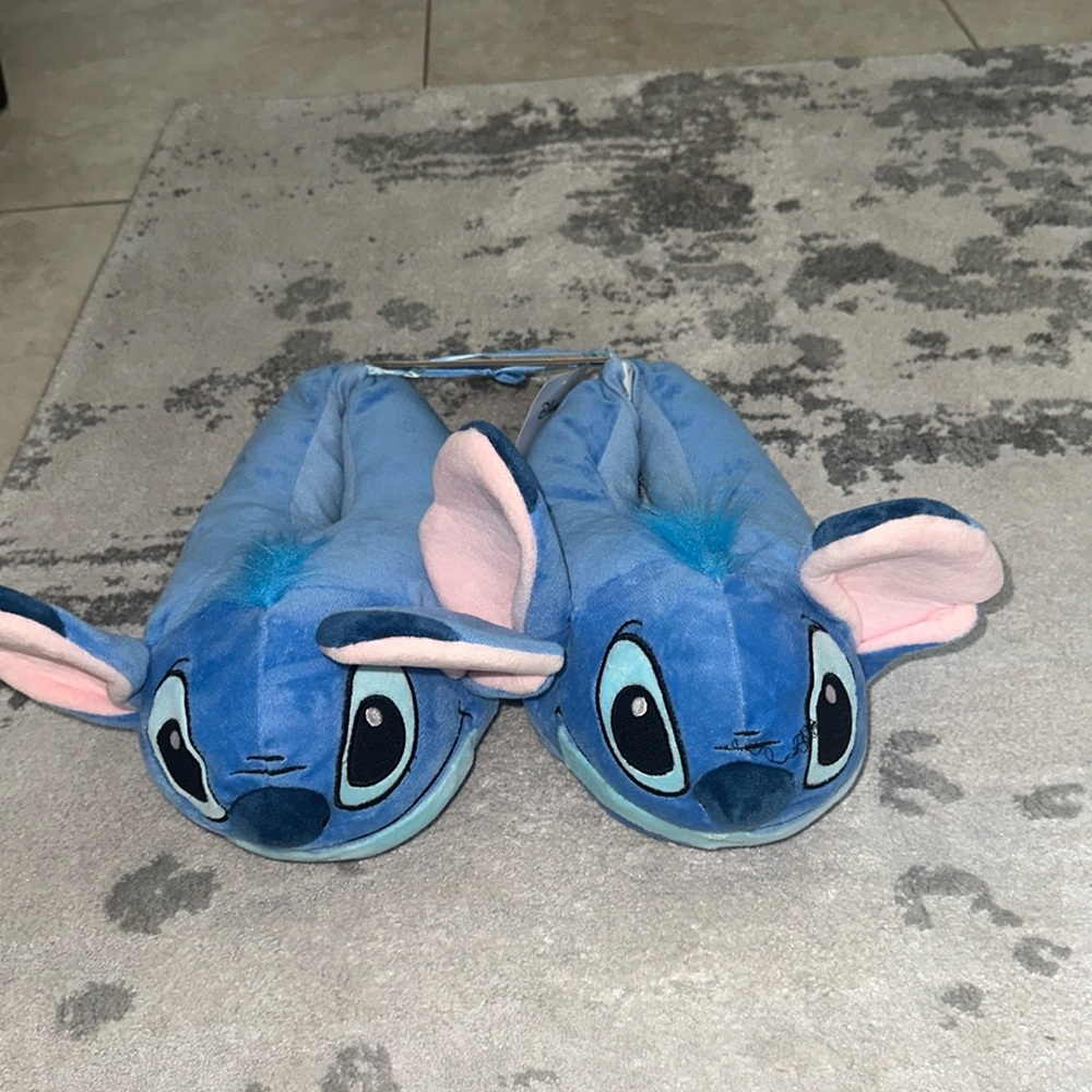 Disney at primark stitch slip on plush bed time slippers